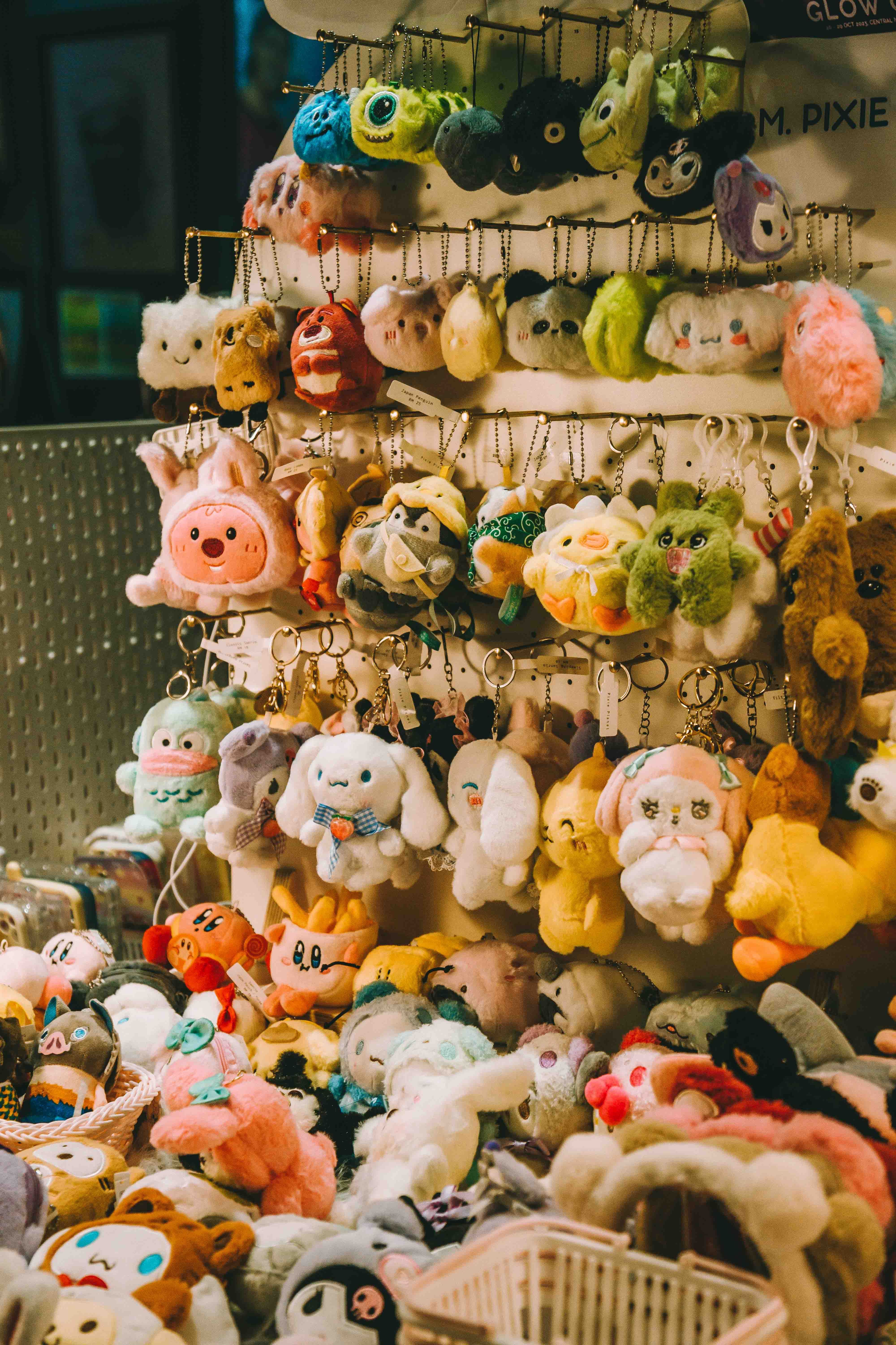 Colorful Collectible Plush Toy Keychains and Mini Stuffed Animals Display - Limited Edition Plush Collection